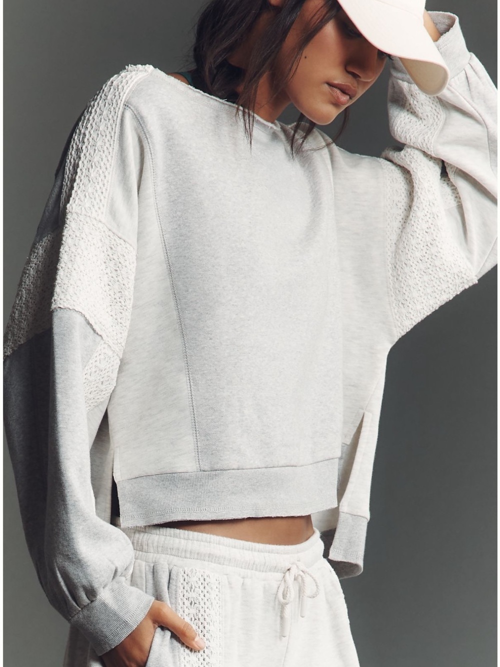 Daily Practice crew neck lace panel sweatshirt- by Anthropologie, size M
